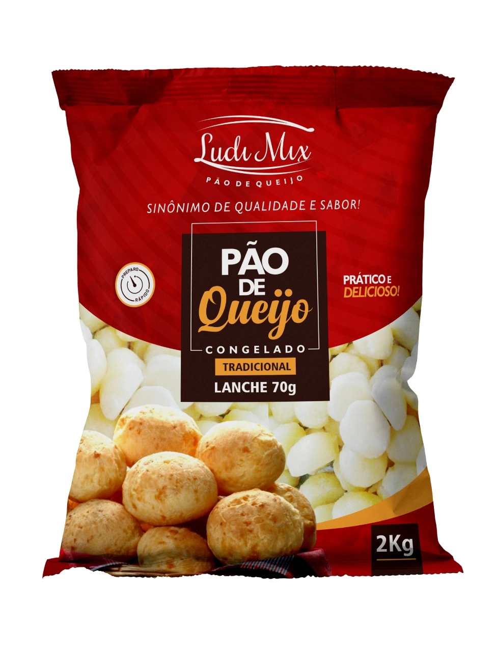 Pao De Queijo Ludi Mix Mais 70gr Lanche Pct 2kg
