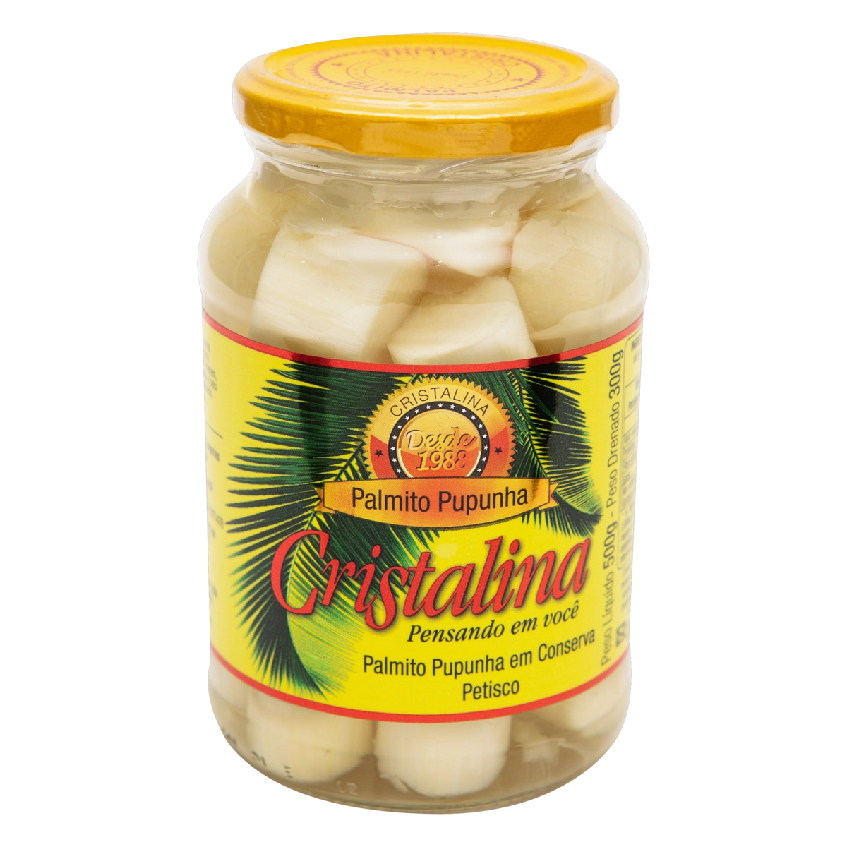 Palmito Pupunha Em Conserva Petisco Cristalina Vidro 300g