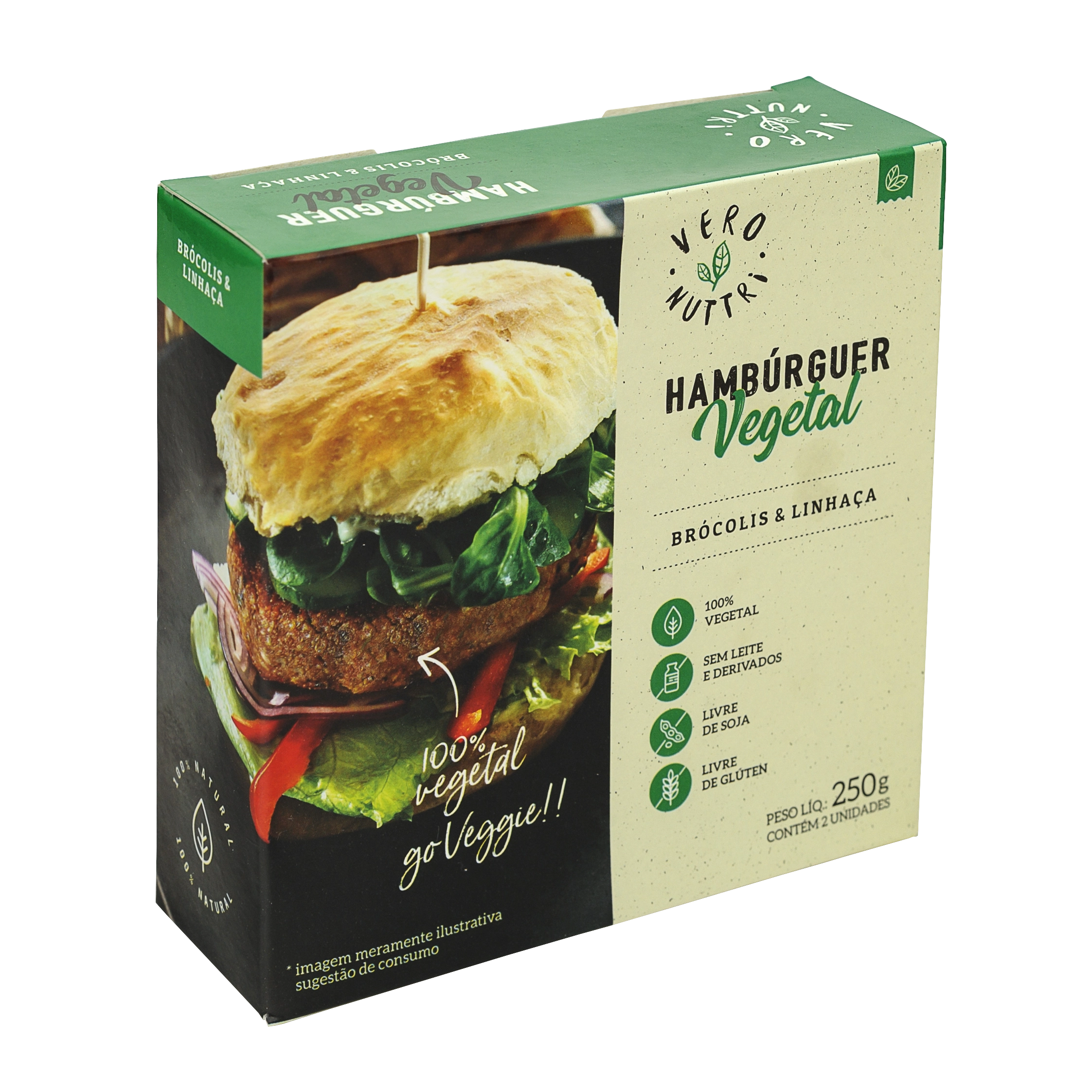 Hamburguer Vegetal Vero Nuttri Brocolis Linhaca 250g