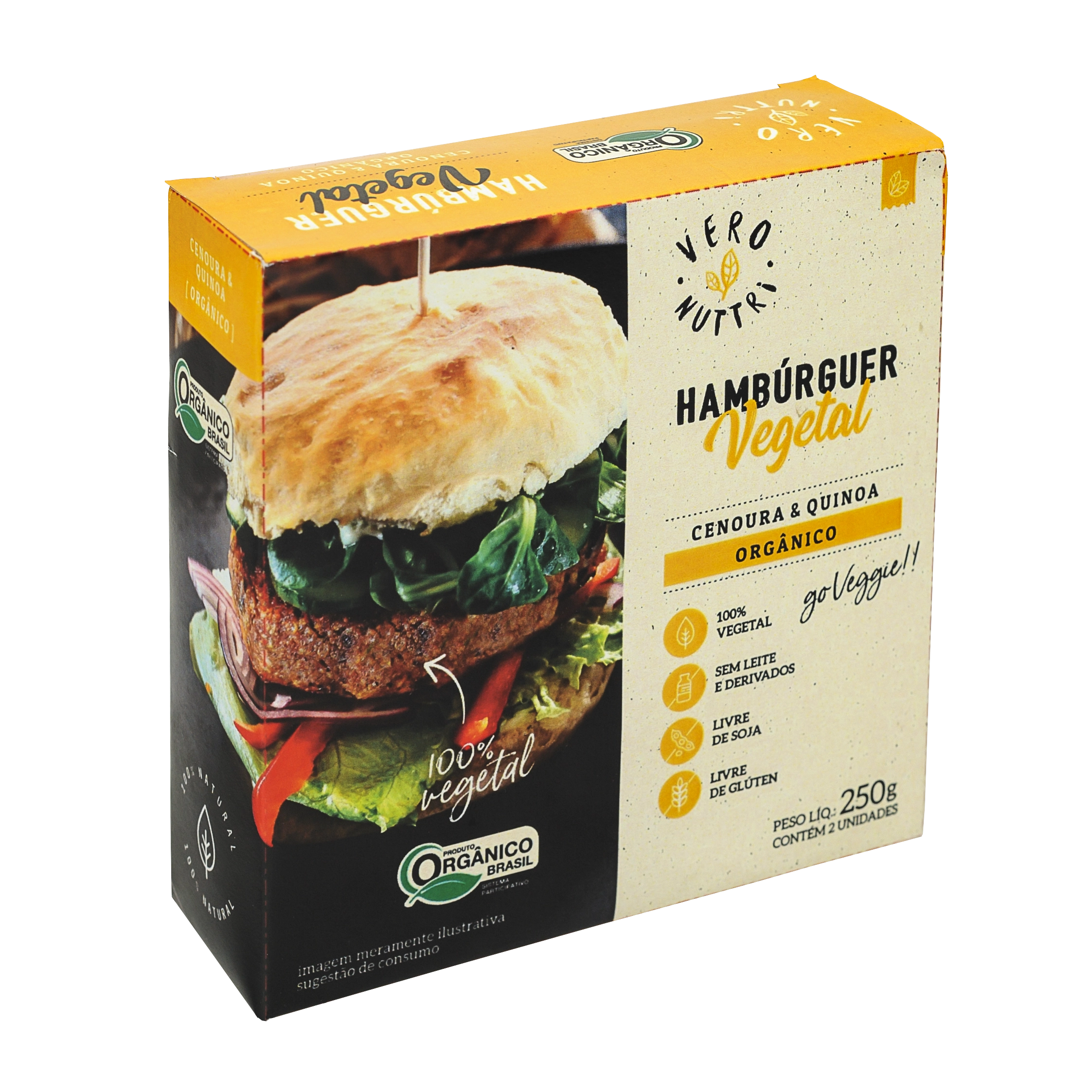 Hamburguer Vegetal Vero Nuttri Cenoura Quinoa Organico 250g