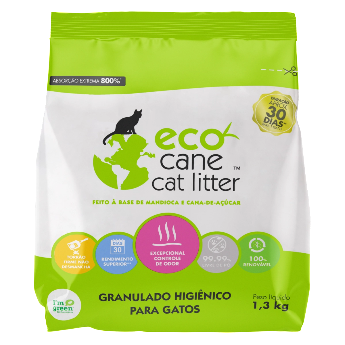 Granulado Higiênico Para Gatos Procão Eco Cane Pacote 1,3kg