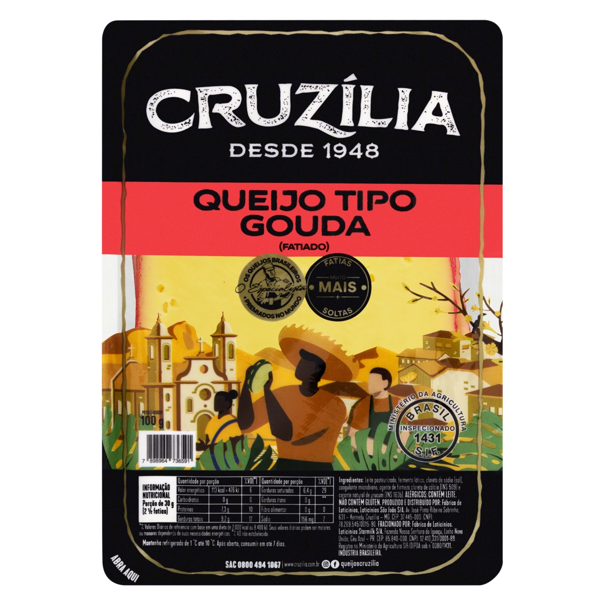 Queijo Gouda Fatiado Cruzília 100g