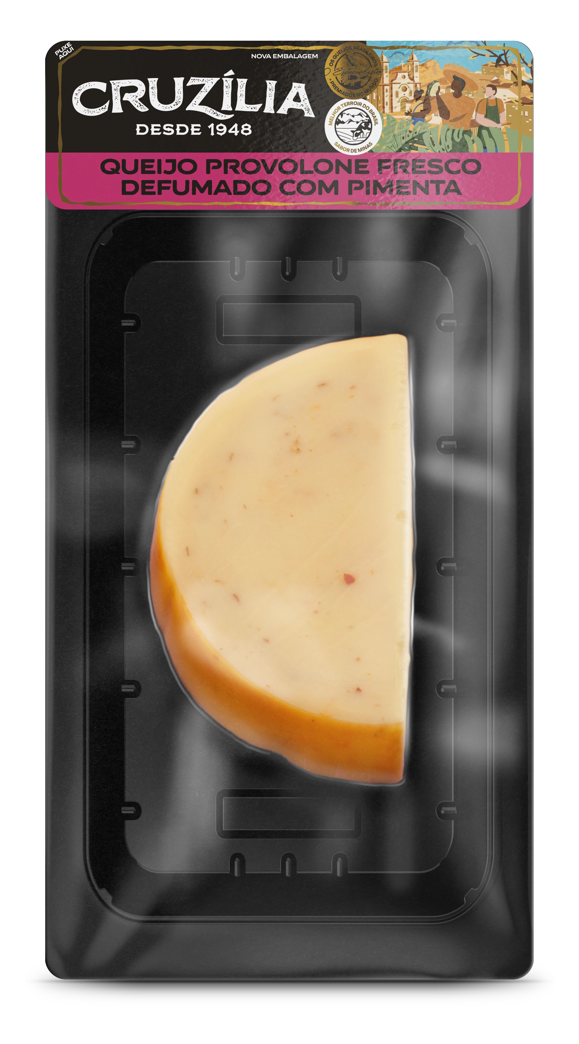 Queijo Provolone Defumado Com Pimenta Cruzília 140g