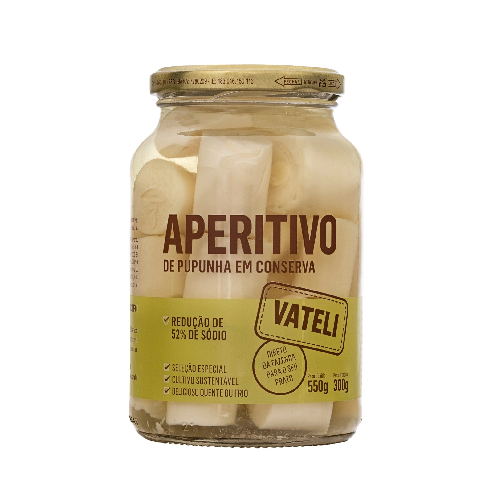Palmito Vateli Pupunha Aperitivo 300g