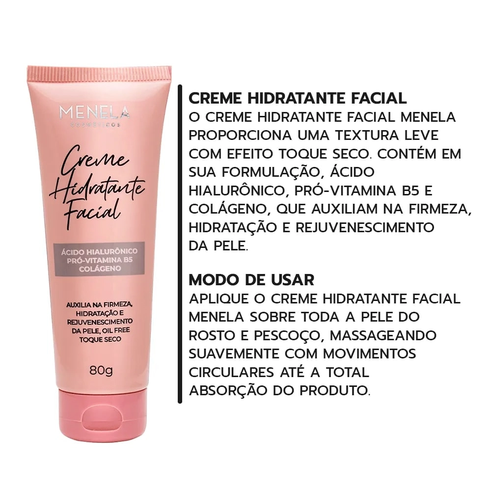 Creme Hidratante Facial Hidratação Rejuvenescimento Menela 80g
