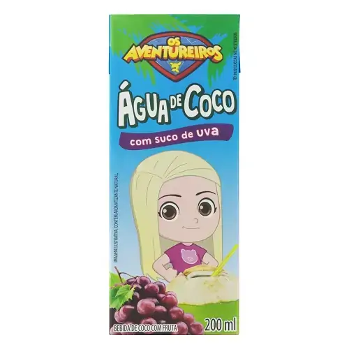água De Coco Uva Os Aventureiros Caixa 200ml