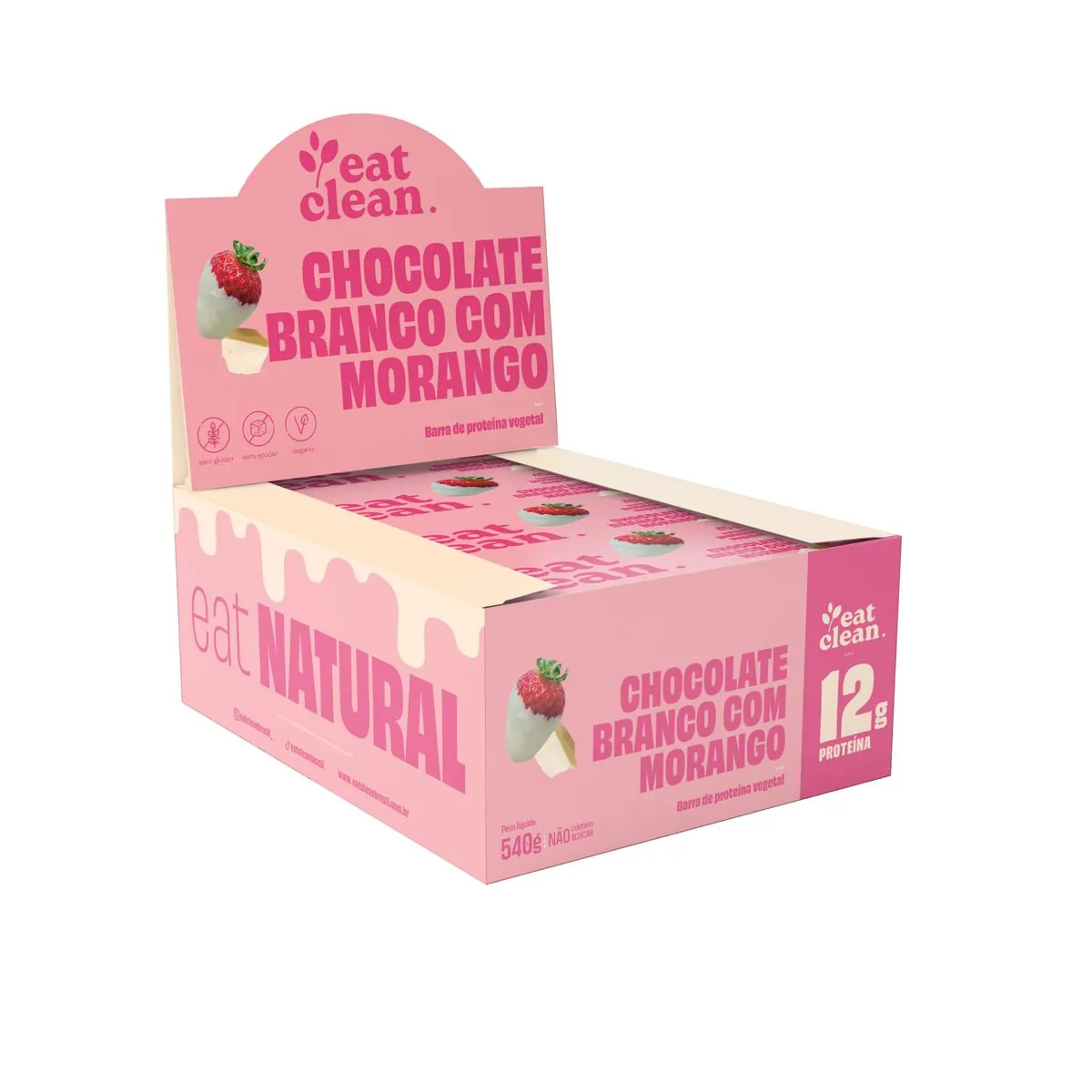Display Barrinha de Proteína - Chocolate Branco com Morango (12 unidades) - Chocolate Branco com Mo