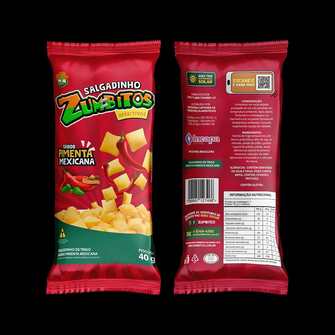 Salgadinho Zumbitos Pimenta Mexicana 17359 Santos