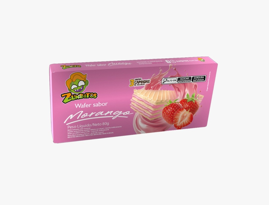 Biscoito Wafer Zumbitos Morango 80g 17717 Santos