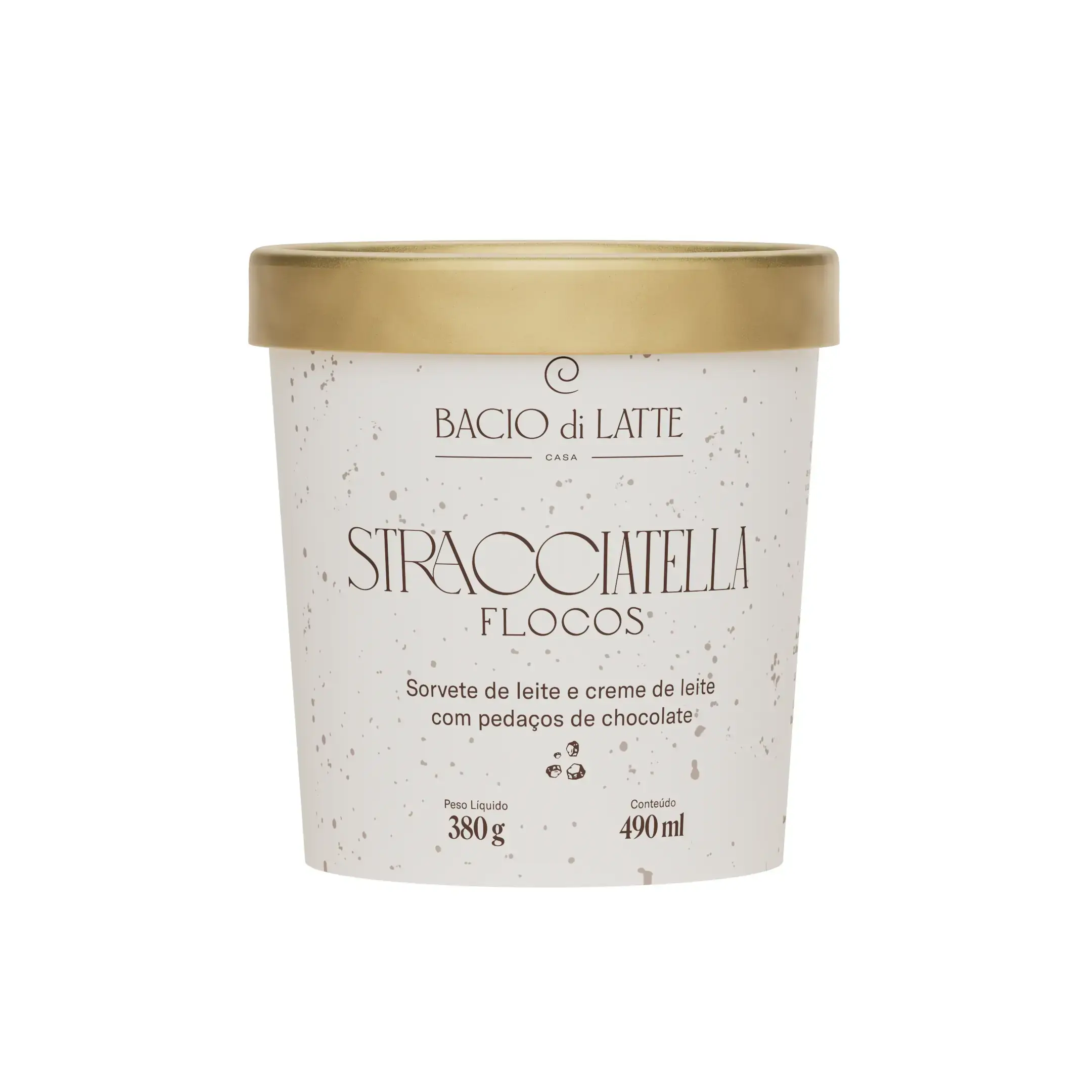 Sorvete Bacio Di Latte 490ml Stracciatella Flocos