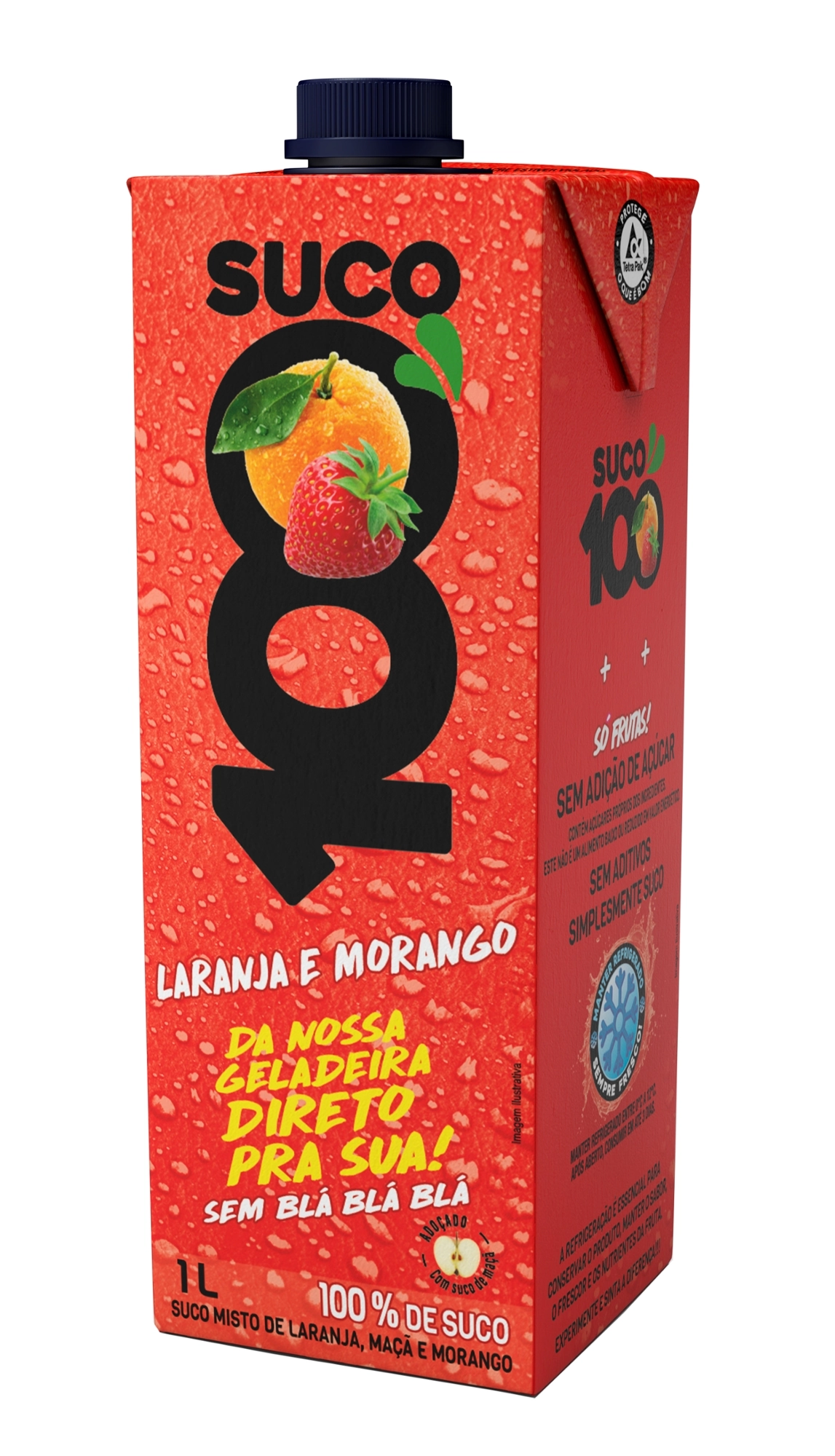 Suco Laranja E Morango Suco100 Caixa 1l