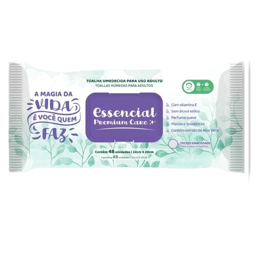 Toalha Umedecida Essencialpremium Care Adulto C/48