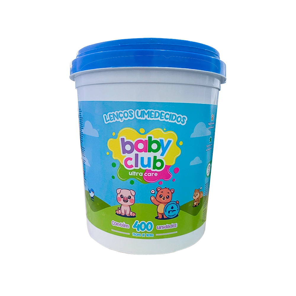 Lenco Umed Baby Club Balde C/ 400 Folhas Azul