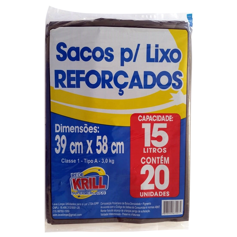 Saco Lixo Rede Krill Reforcado 15l C/20un