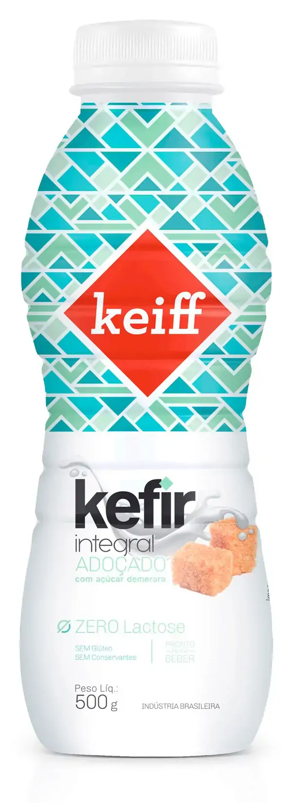 Kefir Adoçado Integral Zero Lactose Keiff Garrafa 500g