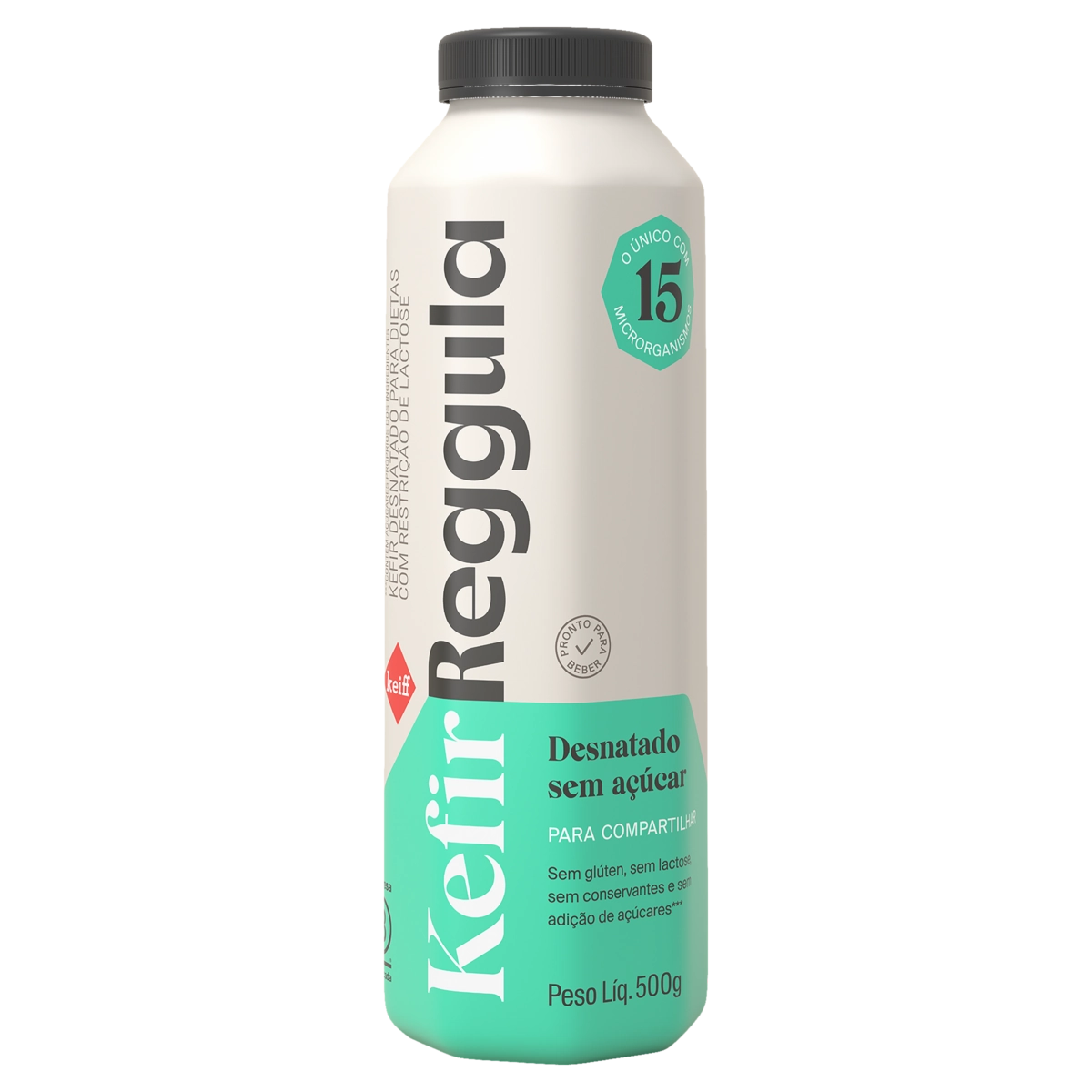 Kefir Desnatado Zero Lactose Kefir Reggula Para Compartilhar Frasco 500g