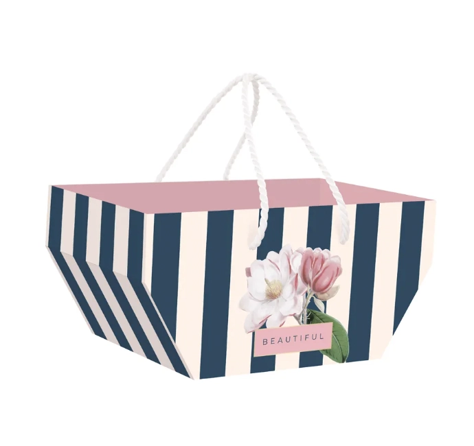 Cesta Cromus Cartao C/alca Pretty Magnolia M