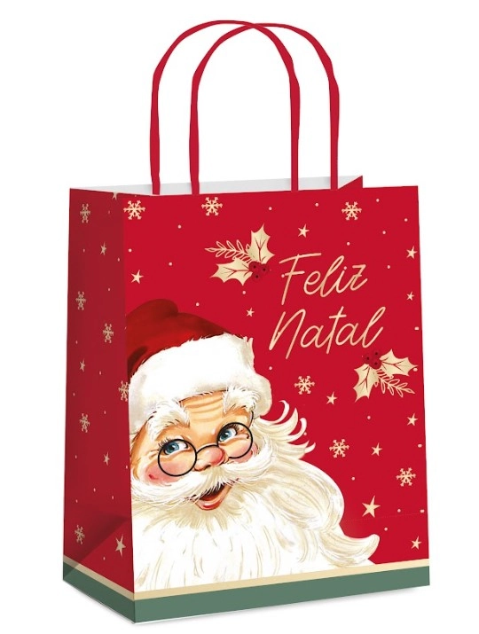Sacola Papel Natalino M 26x19,5x9,5 14001113 Un Cromus