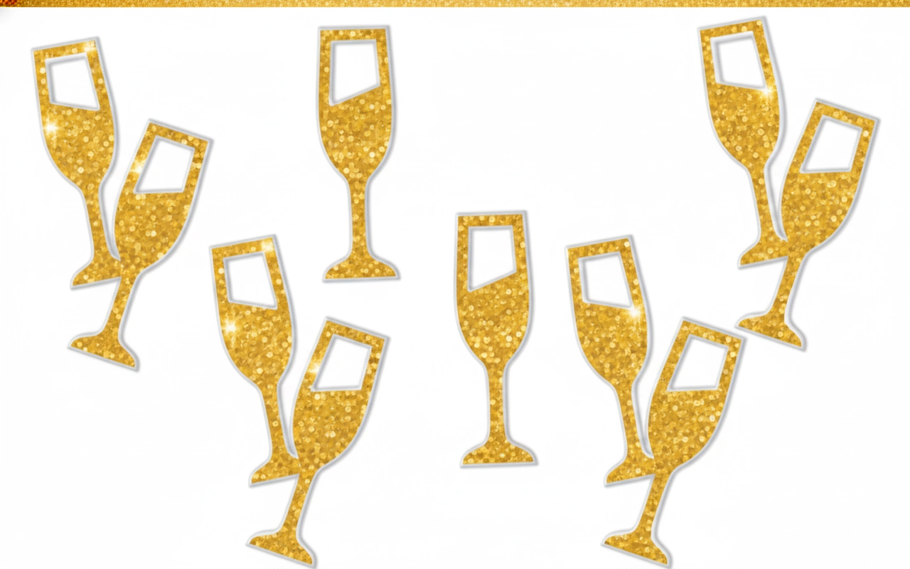 Aplique Glitter Reveillon Tacas Dourado C/6 Piffer