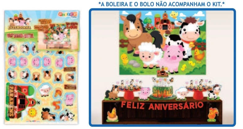 Kit Festa Facil Fazendinha Feliz C/39pcs Pifeer