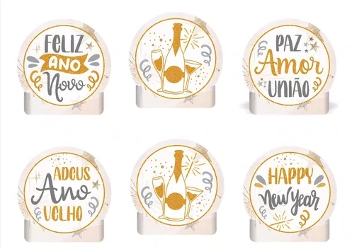 Decoracao De Mesa Eva Reveillon Glitter Dourado Piffer