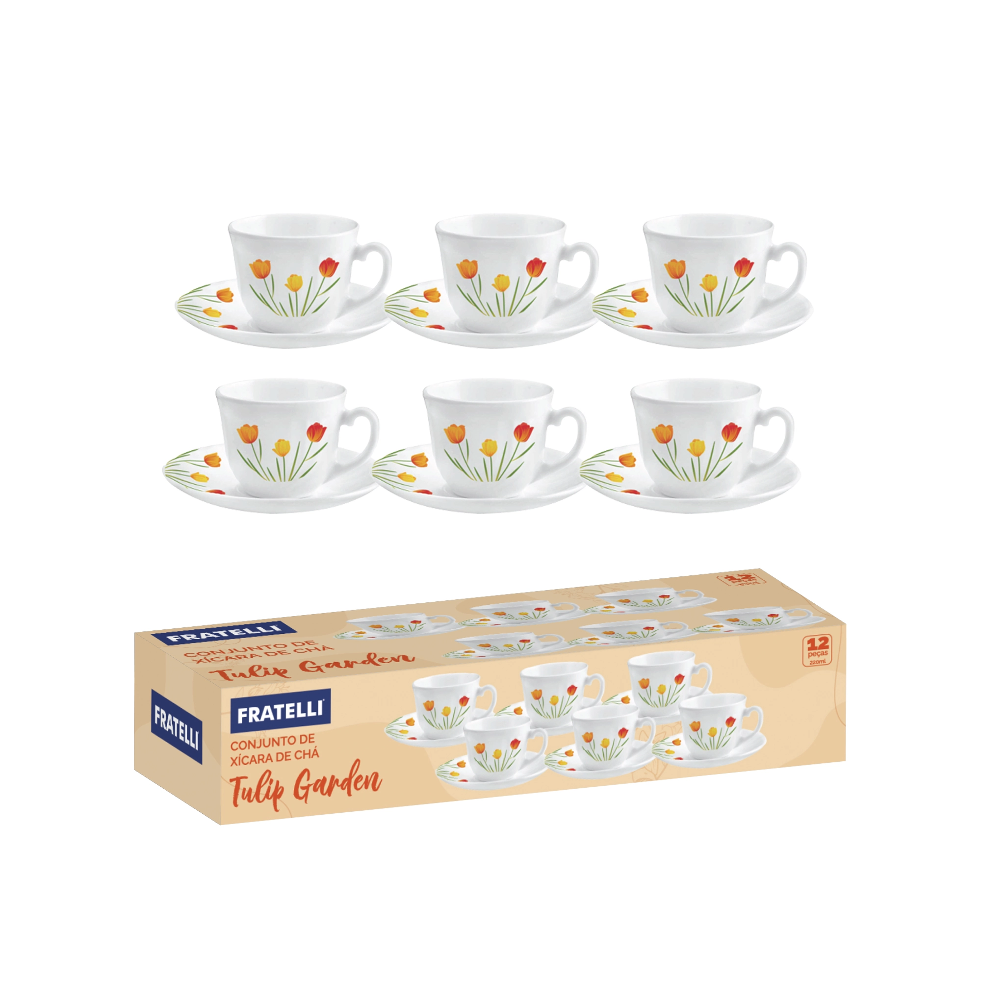 Jogo Xicara Cha Tulip Garden 220ml 12pcs Co0540406 Euroquadros