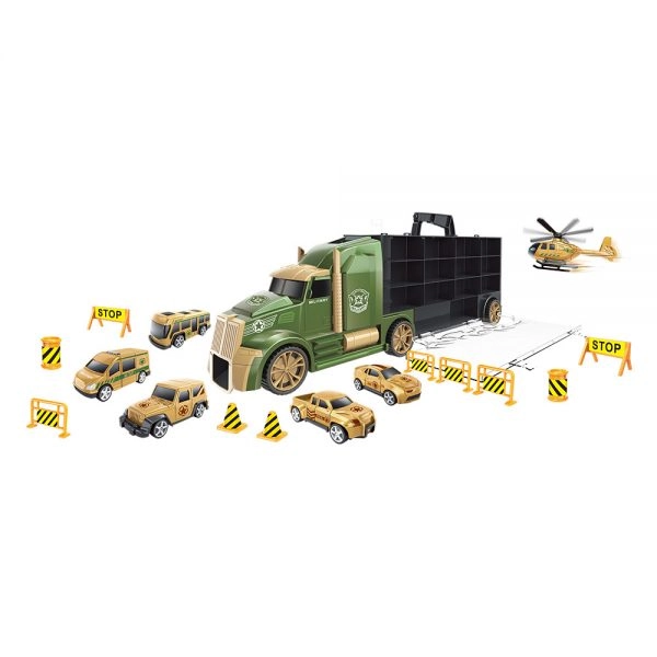 Caminhao Maleta Militar 6 Miniaturas E Acessorios Dm Toys