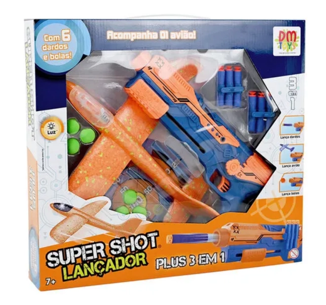 Lancador Super Shot Plus 3 Em 1 Com Luz Som Dmt6795 Dm Brasil