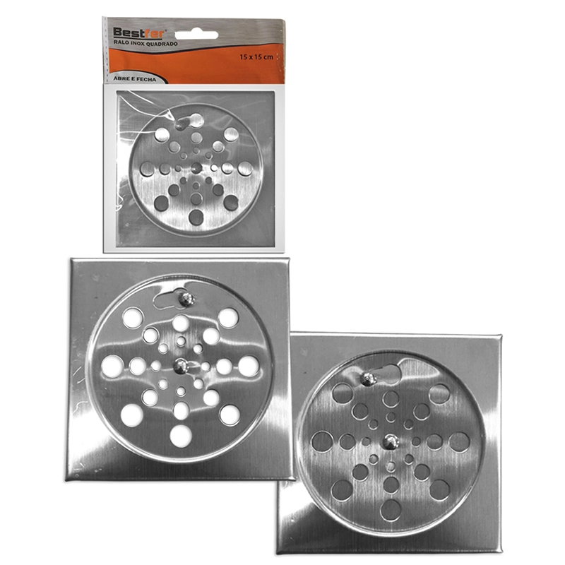 Ralo Inox Quadrado Abre Fecha 15cm Bfh1154 Bestfer