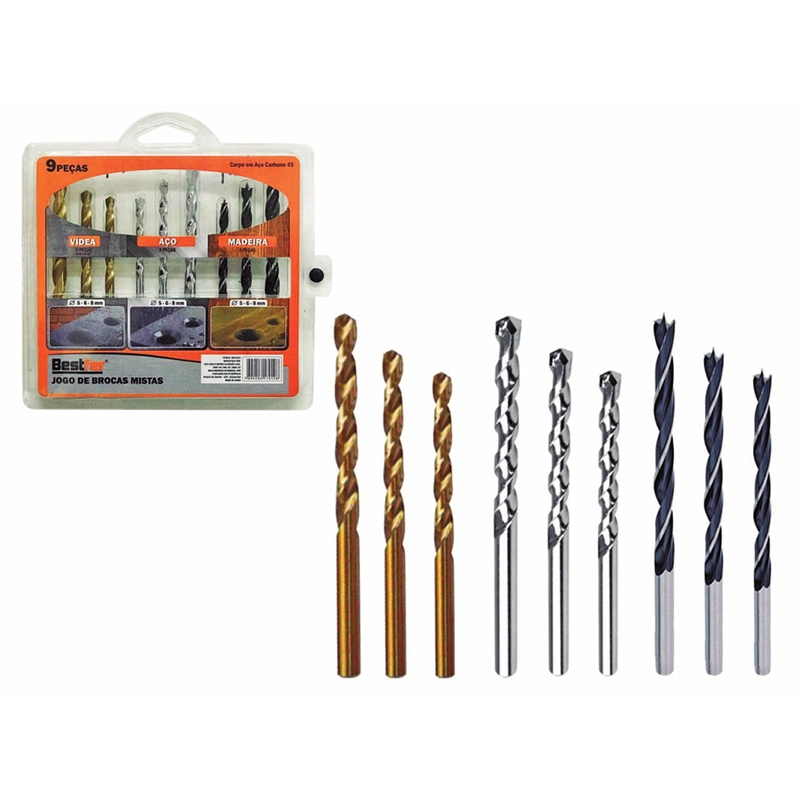 Conj Broca Mistas 9pcs Bfh1617 Bestfer