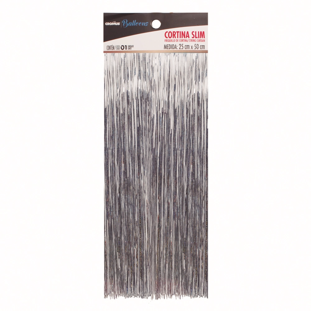 Cortina Para Balao Slim Holog Prata 25x100