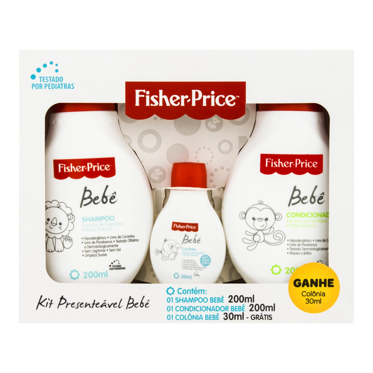 Kit Shampoo Condicionador 200ml Cada Fisher Price Grátis Colônia Bebê 30ml
