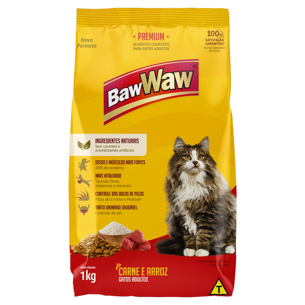 Alimento Para Gatos Adultos Carne E Arroz Baw Waw Pacote 1kg