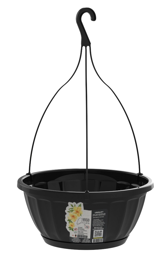 Vaso Cachepo Cuia Teto Gancho N28 Pp Pto 822 Uninjet