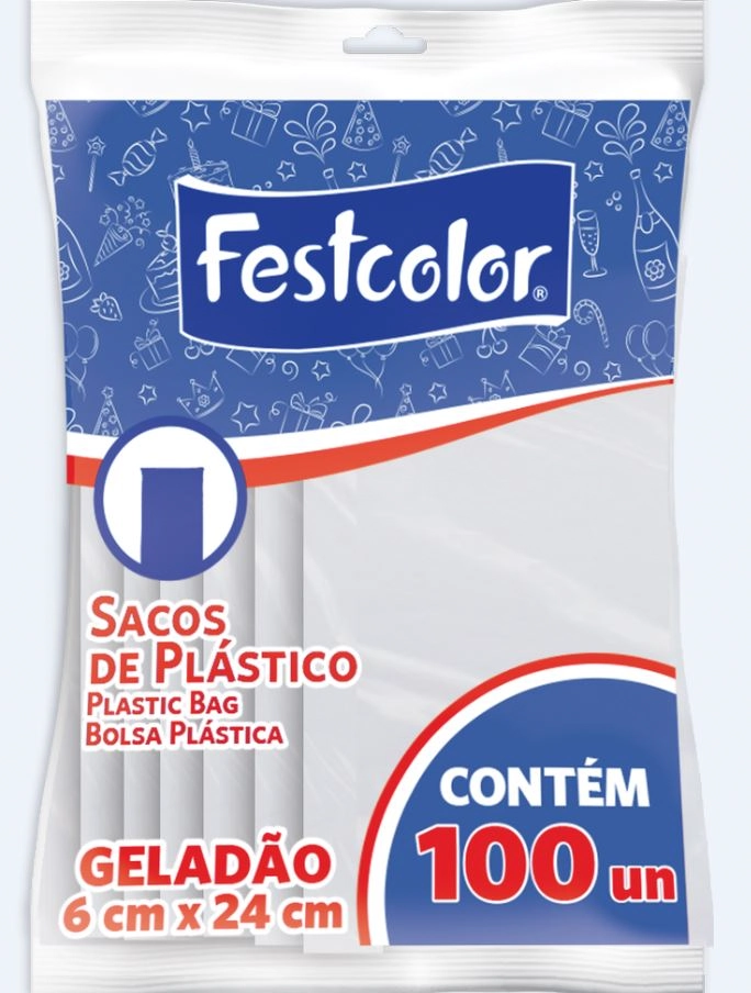 Saco P/geladao 6x24cm C/100 Festcolor