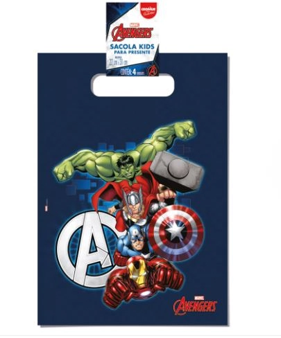 Sacola Kids Avengers C/4 30x45cm
