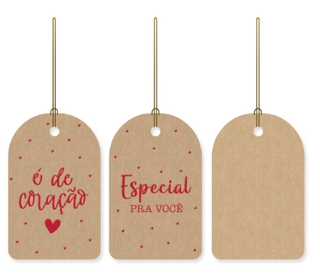 Tags De/para C/hot Stamping E De Coracao 12un Cromus