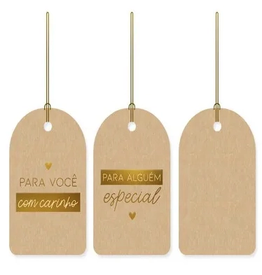Tags De/para C/hot Stamping Com Carinho 5x8 Pt C/12 Un