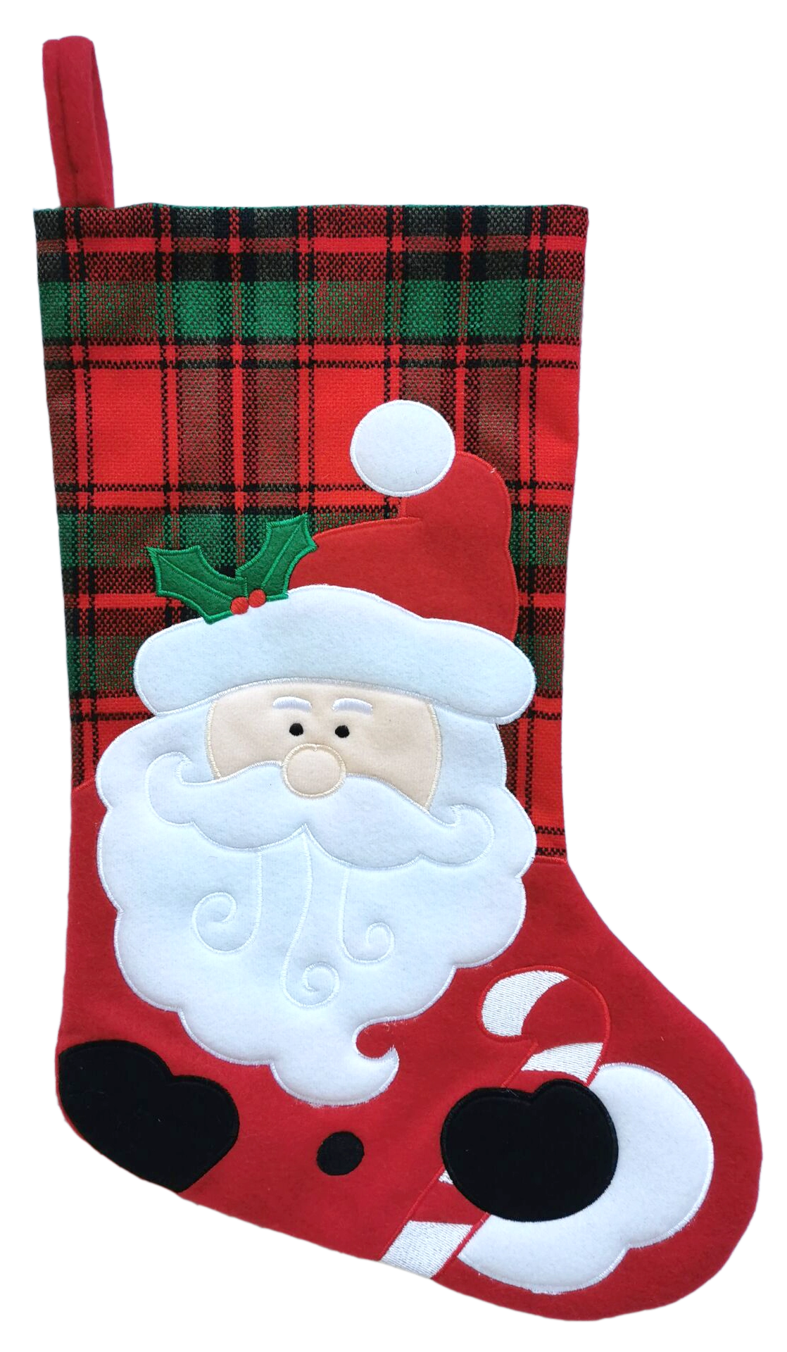 Bota Decorativa Xadrez Papai Noel 41cm X 26cm