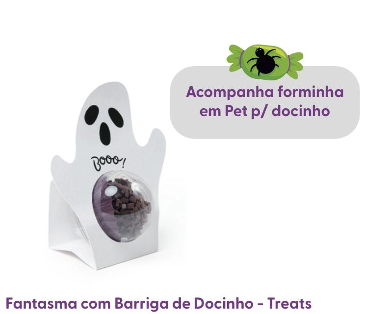 Pc Cartao C/fundo Fantasma Treats 8,5x4x10 C/