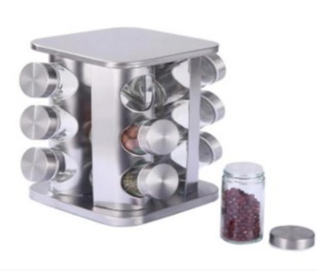 Porta Condimento Giratorio Inox Quadrado 12un Bv7324 Duartes