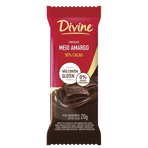 Choc Divine S Gluten Meio Amargo 50 20