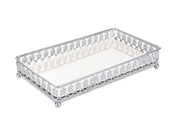 Bandeija Mart Peq Prata Metal Espelho Ref7176