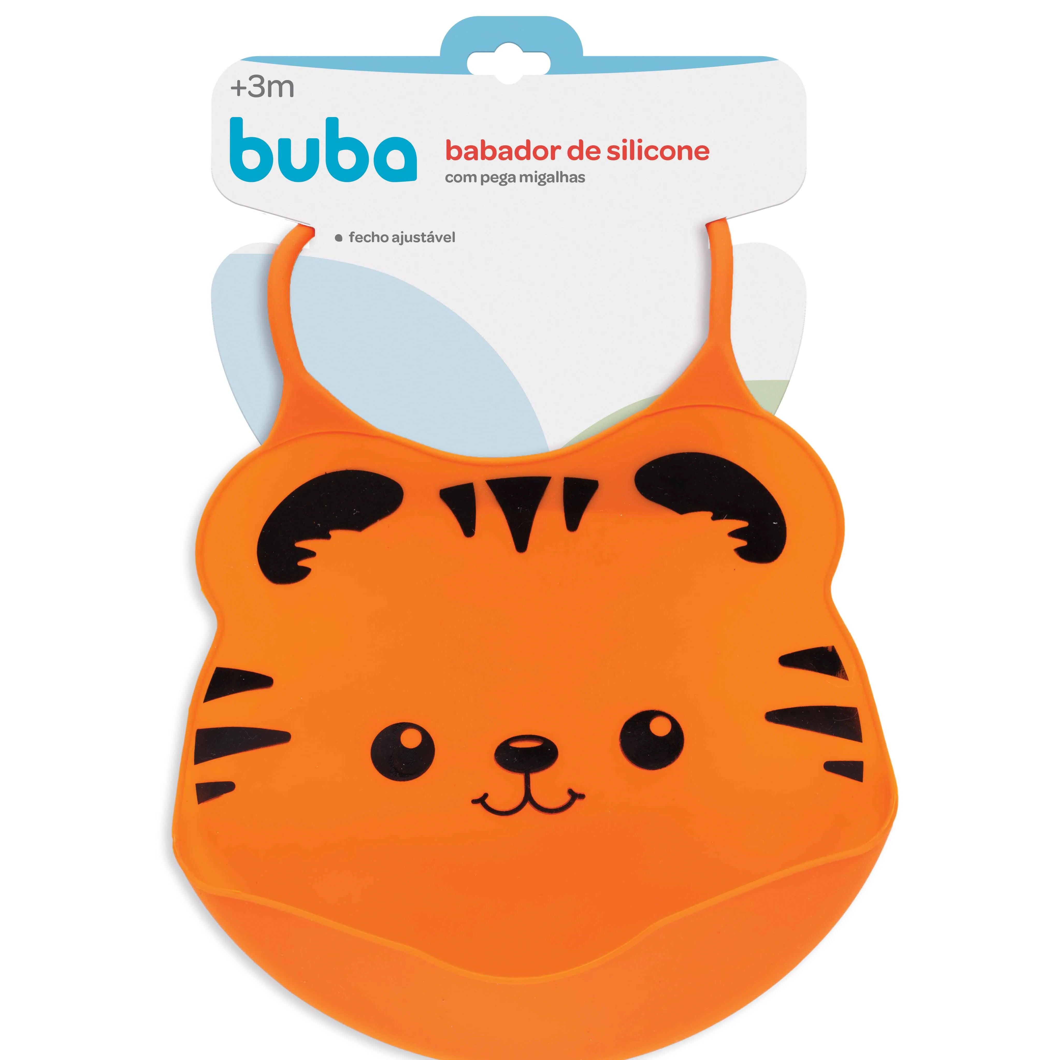 Babador De Silicone C/ Pega Migalhas Laranja Buba