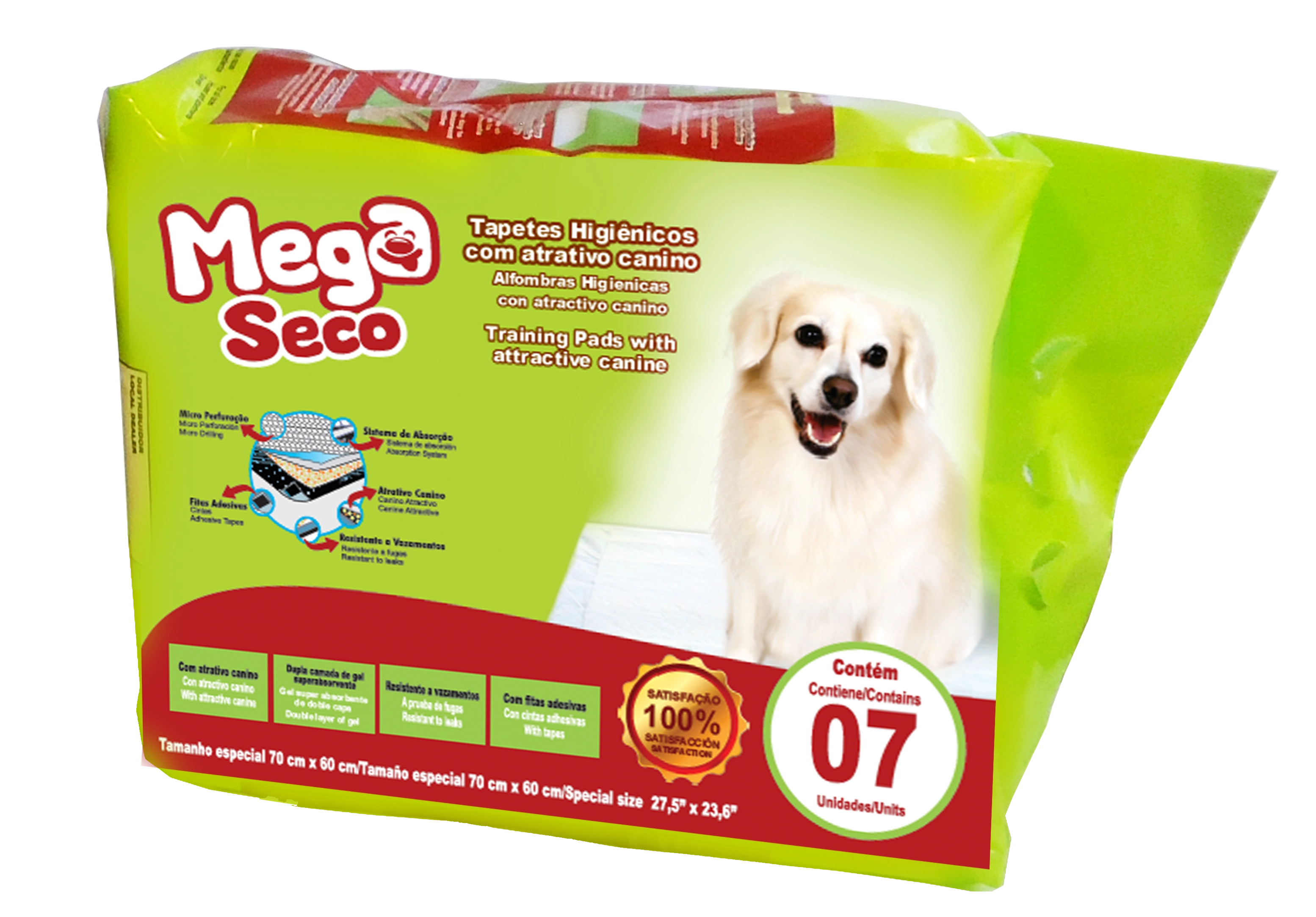 Tapete Higienico Mega Seco C/7 Unidade.