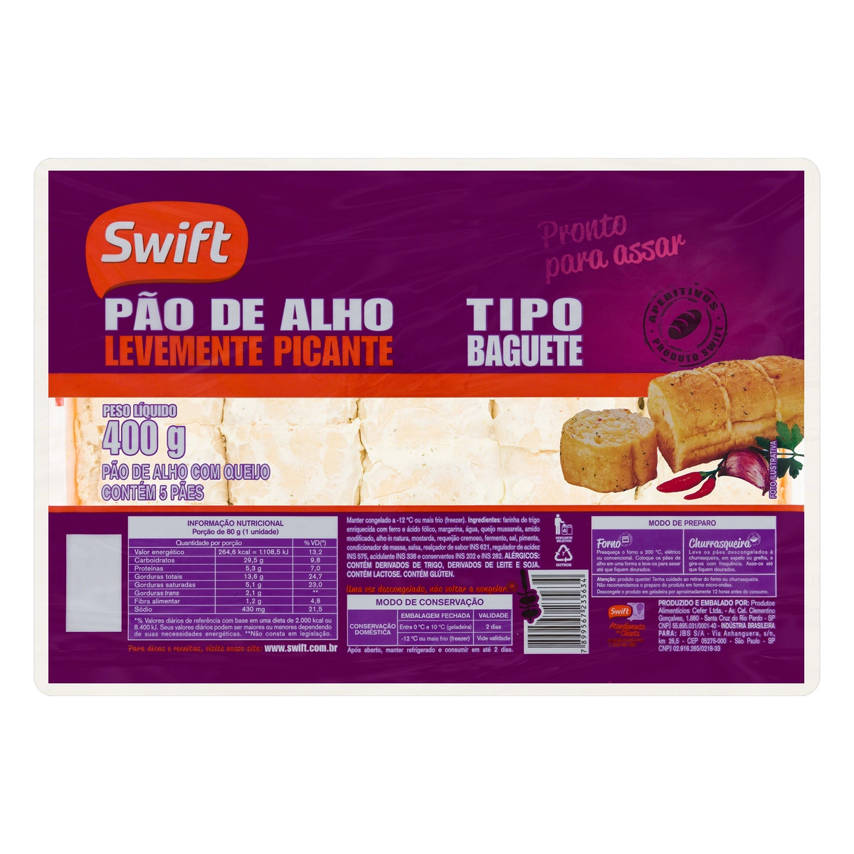 Pao De Alho Picante Swift 400g