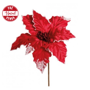 Flor Cabo Curto Poinsetia Verm/bco 25cm Re.1920657
