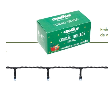Pisca 100 Led Luz Branca Fixa Fio Verde 500cm