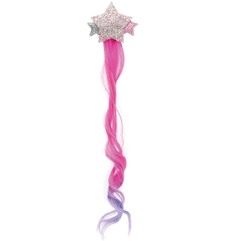 Presilha P/cabelo Estrela Fios Rosa E Roxo 27cm