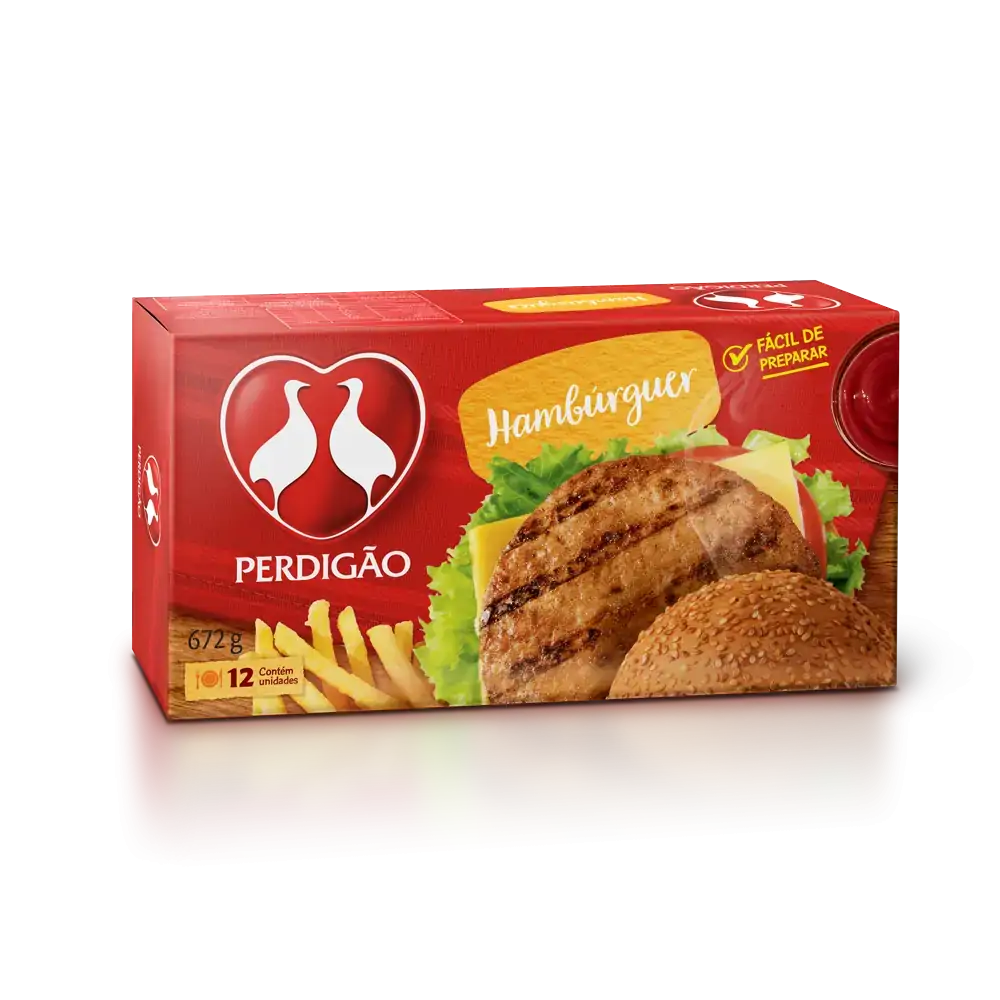 Hambúrguer De Carne De Frango E Bovina Perdigão Caixa 672g 12 Unidades